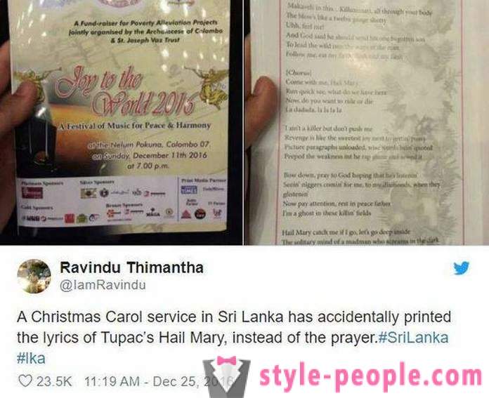 Na Srí Lanke, cirkevné farníci distribuované letáky s textom piesne rapper miesto modlitby